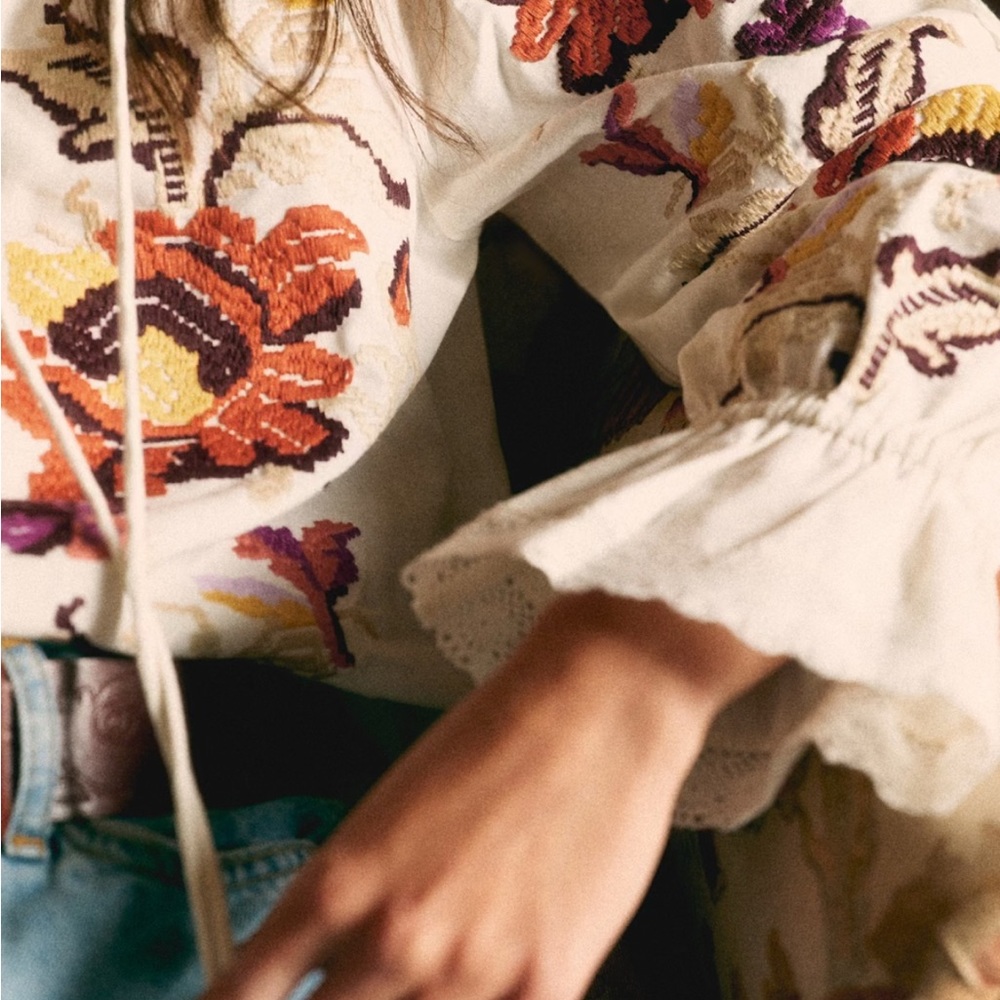 Sezane Bertille Blouse Multicoloured Watercolour - Size 4 - Picture 2 of 2